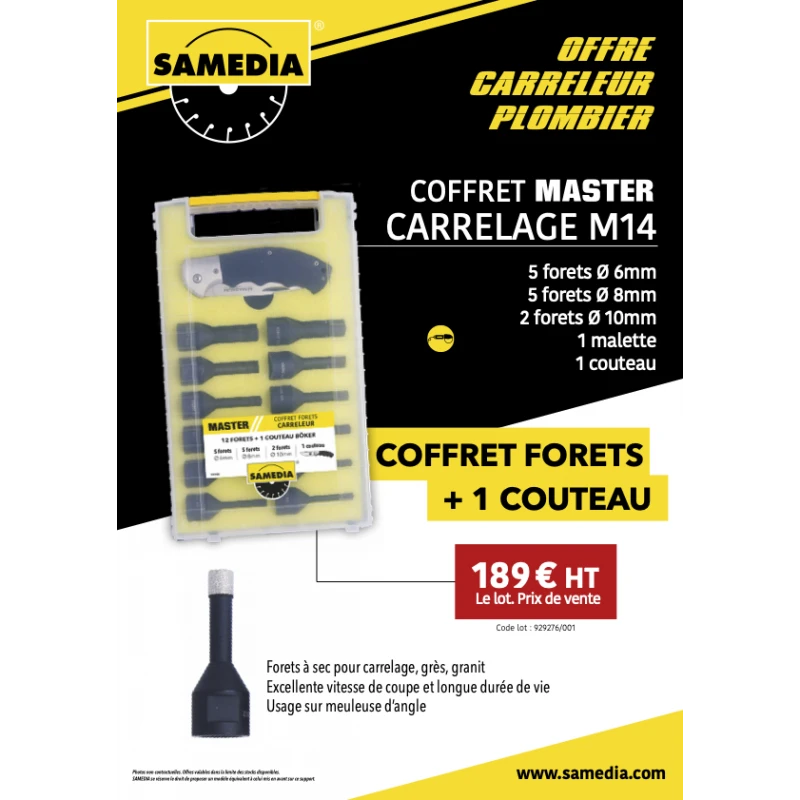 Lot De 12 Forets Carrelage 6-8-10 + Couteau 1 Lot De 12 Forets Carrelage 6-8-10 + Couteau