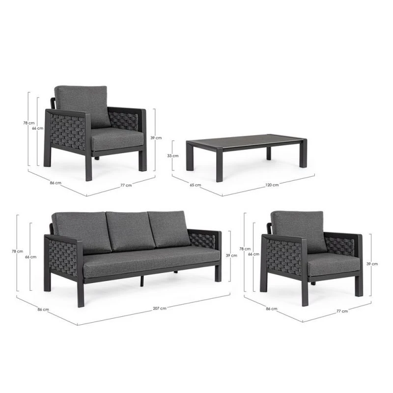 Salon De Jardin 5 Places OTAVIO Anthracite 2 Salon De Jardin 5 Places OTAVIO Anthracite – Image 2